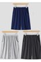 3-Piece Gray-Black-Navy Blue Color Relaxed Fit Soft Fabric Elastic Waist Summer Shorts with Pockets - 6