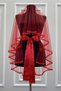 Red Bridal Veil Set, Glass Beads and Pearl Embroidered, Henna Night Veil Set 6 Pieces - 4