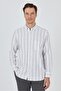 Men's Long Sleeve Striped Pattern Buttoned Collar Pocket Cotton Comfort Fit Shirt 1004250190