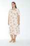 Women's Plus Size Floral Patterned 100% Cotton Short Sleeve Nightgown / Cream - Pink - - B 530 - 3