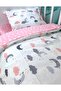 Cotton Kids 90x180 Crib Pillow Sheet Quilt Set Pink Gray Moon Cloud - 3