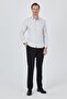 Men's White-Grey Hard Collar Long Sleeve Slim Fit Flexible Shirt 1004250232 - 2