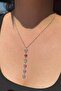 Silver Color Butterfly Stone Detail Y Model Steel Necklace - 3