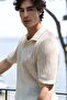 Robert Men's Polo Neck Natural Knitwear T-Shirt - 6