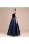 Girls Navy Blue Crew Neck Velvet Evening Dress Dress Skirt Satin Dress