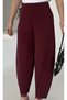 Women's Bernis Burgundy Balloon Pants, Elastic Waist Baggy Model Crepe Balloon Pants Hiding the Basen