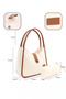 Cream - Tan Shk79 Leather Button Detailed Snap Fastener Makeup Bag Handbag and Shoulder Bag - 4