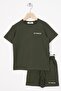 Crew Neck Short Sleeve Khaki Color Boy's Suit