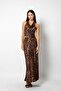 Leopard Patterned Flush Satin Brown Set