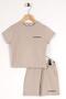 Crew Neck Short Sleeve Beige Color Boy's Suit