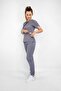 Gray Elastic Hem Double-Breasted Viscose Stretch Fabric Atlantis Surgical Atlantis Model Jogger Uniform Set