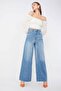 Women's Blue Wide Leg Long Jeans - 2