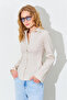 Waist-Fitted Spanish Sleeve Lycra Cotton Shirt - Stone | MKS161463-01