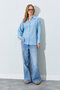 Classic Collar, Long Sleeves and Full Length Buttoned Oversize Shirt. Flowy and Comfortable - Blue |   Mkes161201-10 - 3