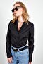 Black Lycra Cotton Women's Shirt |   Edi 100166847 -6847