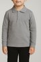 Unisex Polo Neck Long Sleeve Gray T-shirt - 3