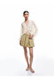 Lined Modal Fabric Mini Balloon Skirt with Belt Detail - 3