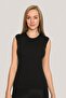 Women's Cotton Lycra Crew Neck Sleeveless T-Shirt Black 2 Pack - 3