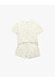 Short Sleeve Crew Neck Floral Shorts Pajama Set - 4