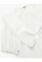Buttoned Short Balloon Sleeve Scalloped Brocade Wide Baby Collar Shirt - 3