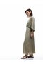Aerobin Fabric Loose Fit Double Breasted Collar Half Bat Sleeve Long Satin Dress - 2