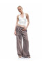 Comfortable Fit Modal Blend Striped Pants with Lace-Up Waist Pockets - 2