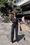 Women's Black Jacket Collar Elastic Waist Jumpsuit - 700-2622 - 7