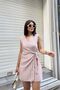 Women's Blue Striped Double Breasted Collar Covered Lace-Up Linen Short Jumpsuit - 700-3409 - 6