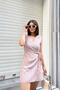 Women's Blue Striped Double Breasted Collar Covered Lace-Up Linen Short Jumpsuit - 700-3409