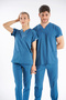 Storm Blue Dr. Greys Model Lycra Nurse Uniform Unisex Bat Sleeve Doctor Scrubs Hospital Team - 5