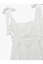 Sleeveless U Neck Mini Linen Blend Dress with Tie Detail - 5