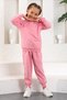 Crew Neck Long Sleeve Salmon Color Girl's Tracksuit Set - 3