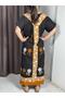 Patterned Loose Summer Dress – Black Orange, Loose Fit, Comfortable and Stylish Daily Wear - 3