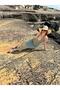 Women's Halter Deep V Neck Buckle Slit Long Dress - 6