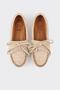Beige Leather Women's Casual Shoes - 4
