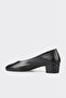 Black Leather Women's Heeled Shoes - 3