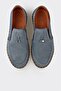 Blue Leather Men's Casual Shoes - 4