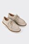 Beige Leather Women's Casual Shoes - 2