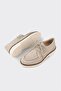 Beige Leather Women's Casual Shoes - 3