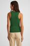 Women's Grass Green Ribbed T-shirt Halter Neck Knitted Tank Top - 4