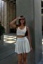 White High Waist Pocketed Gathering Shorts Skirt - 3