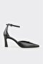 Black Leather Women's Heeled Shoes