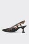 Black Leather Women's Heeled Shoes - 3
