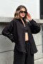 Black Linen Blended Oversize Shirt