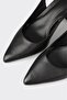 Black Leather Women's Heeled Shoes - 4