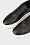 Black Leather Men's Casual Shoes - 5
