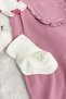 Baby Girl Heart Embroidered 2-Piece Salopet Set Long Sleeve Snap Fastener Newborn Outfit Socks Gift - 5
