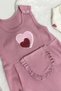 Baby Girl Heart Embroidered 2-Piece Salopet Set Long Sleeve Snap Fastener Newborn Outfit Socks Gift - 6