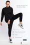 Black Women's Carrot Leg Sweatpants Carrot Fit Trousers - Bunny - 4