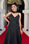 Wrinkle Satin Fabric Strap Midi Length Dress - Black - 4